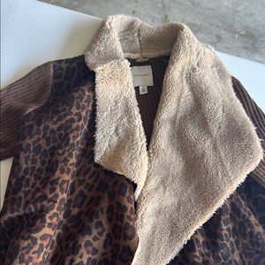 Vintage America Leopard Print Teddy Jacket with Cream Collar